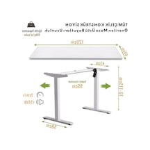 Ayarlanabilir Ergonomik Bilgisayar Masası, Beyaz 120x60