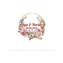 Kış Temalı Şık Yuvarlak Etiket Kına Nişan Düğün 3x3 Cm Özel Etiket / 50 Adet Sticker Beyaz