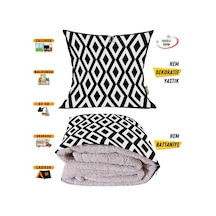 Modern Romboid Desenli Tv Battaniyeli Opsiyonel Dekoratif Yastık Kırlent 2 İn 1 Battaniye Çok Renkli