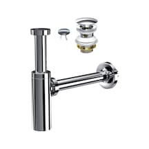Suera Moon Ayarlanabilir Lavabo Sifonu + Qualis Pop-up Set Krom- Taşma Delikli