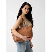 Guess Sandria Dokuma Tote Kadın Shopper Çanta Hwwg8418230 Kahverengi