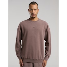 Everlast Bronx 1910 Yıkamalı Kahverengi Erkek Sweatshirt Kahverengi