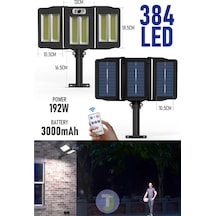 Technojet 384 Ledli Solar Güneş Enerjili Kumandalı Hareket Sensörlü Bahçe Aydınlatma Sokak Lambası Beyaz