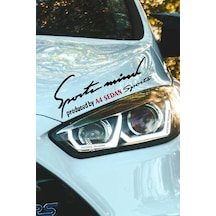 Audi A4 Sedan Sport Mind Oto Sticker Far Üstü Şerit Siyah Zemin Kırmızı Yazı Dekoratif A4 Sedan Yazılı Siyah & Kırmızı