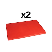 2'li Türkay 60x40x4 Cm Polietilen Kesme Tahtası Kesim Levhası Kırmızı 4795