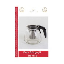 Camdemlik Isıya Dayanıklı Borosilikat Şık Tasarım Bitki Demleme Cam Süzgeçli Demlik 1.1 Litre Çok Renkli