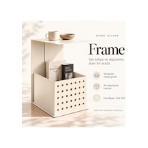 Frame Metal Yan Sehpa Modern Tasarım Depolama Hazneli Yan Sehpa Krem - 935176377 Krem