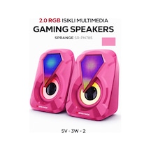 Sprange Sr-pn785 2.0 Rgb Işıklı Multimedia 5v 3w 2 Gaming Oyuncu Speaker -pembe