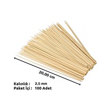 Bambu Kurabiye Çubuğu, Çöp Şiş, 100 Adet - 20 Cm
