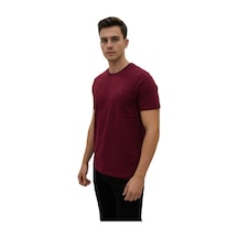 Lacaton 26-3330 Normal Beden Bisiklet Yaka T-shirt Bordo Bordo