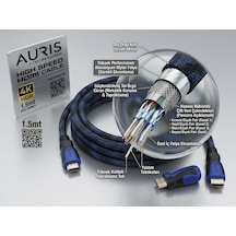 Auris Ars-hdmı01 4k Hdr High Speed Örgülü Hdmı Kablo 1.5 Metre - Lisinya