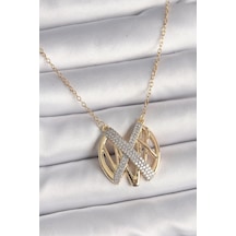 316l Çelik Gold Renk Zirkon Taşlı Vintage Model Kadın Kolye - Çok Renkli