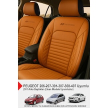 İstanbul Serisi Deri Oto Koltuk Kılıfı Peugeot 206-207-208-306-307-407- Uyumlu Taba