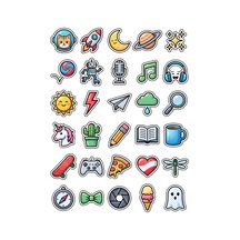 30 Adet Sevimli Fantastik Karakter Sticker Seti - Laptop Defter Telefon İçin Çok Renkli