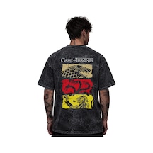 Game Of Thrones Efsane Dizi Baskılı Unisex Oversize Eskitme Yıkam Siyah