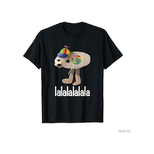 Flood Of Style Silly Seal With Lollipop Lalalalalala Meme T-shirt Erkekler Kadınlar İçin % 100% Pamuklu Tişö Siyah