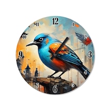 Mavi Kuş Dekoratif Duvar Saati Çok Renkli