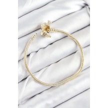Mey İthalat Pirinç Charm Zirkon Taşlı Taç Model Gold Renk Kadın Bileklik Diğer