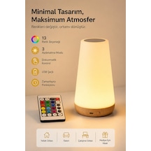 Rgb Dokunmatik Led Masa Lambası Kumandalı, Usb Şarjlı, 1500 Mah, Renk Değiştiren Gece Lambası Çok Renkli
