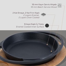 Lava Pişirme Kabı Lv Eco Y Tv 12 K4 Yuvarlak Tabak Çanak Ve Tabak, Ahşap, Çap 12 Cm, Dökme Demir, Siyah Açık Gri