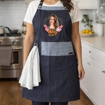 Bk Gift Kişiye Özel Fotoğraflı Pamuk Denim Havlu Detaylı Mutfak Önlüğü -1, Aşçı Ve Şef Önlüğü, Ev Hediyesi Kobitmeyencom36610 Bk Gift Renkli