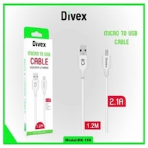 Micro Usb Hızlı Şarj Data Kablosu, 2.1A 1.2M Beyaz Divex