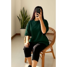 Düz Oversize Unisex Tişört Yb6 Yeşil