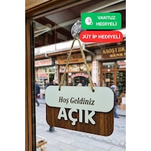 3 Katlı Modern Açık/kapalı Tabelası - Ceviz