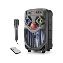 Karaoke Mikrofonlu Bluetooth Hoparlör Fm Radyo 10w 8 İnç Rgb Siyah Ndrp66