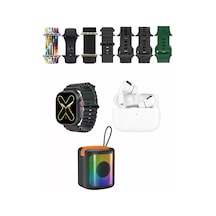 Karler Bass K28 Kombo 7 Adet Kordon Akıllı Saat Airpods Kulaklık Kablosuz Hoparlör Set - Siyah