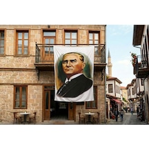 Mustafa K. Atatürk Portresi Poster Bayrak Premium Raşel Kumaş 300x450cm Ata12 Diğer