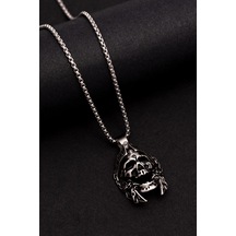 Savaşçı Kuru Kafa Figürlü Erkek Çelik Kolye - Sevgiliye - Eşe - Babaya - Arkadaşa Hediye Kolye