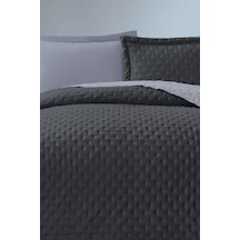 Washed Soft Çift Taraflı Çift Kişilik Yatak Örtüsü Gri Gri
