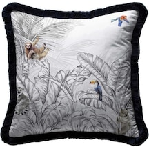 Palmiye Yaprak Tasarımlı Yastık 45x45 Cm Dolgu Boncuk Elyaf, Ulusl.yıkama Ve Solmama Sertifikası Çok Renkli