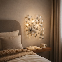 Masal Krom Kristal Taşlı Modern, Oturma Odası,duvar Lambası Salon Aplik Gümüş