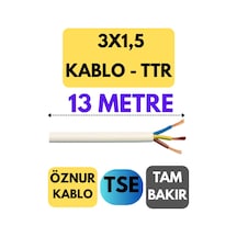 Öznur 3x1,5 Ttr Kablo Metre Seçenekli Beyaz - 13 Metre