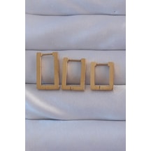 Ezoconcept 316l Çelik Gold Renk Dikdörtgen Küpe Seti 001