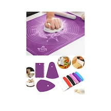 Büyük Silikon Hamur Açma Matı 40x50cm & Hamur Spatula & 3'lü Pasta Dekorasyon Seti