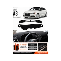 Audi A3 2013-2020 Uyumlu Torpido Koruma, Torpido Örtüsü, Torpido Kılıfı - Siyah - Au007