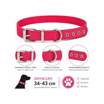 Köpek Boyun Tasması 34-43 Cm Dokuma Naylon Metal Tokalı D Halkalı Ayarlanabilir - Kırmızı Çok Renkli