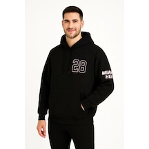 Epilons Zenda1125 Üç İplik Kapüşonlu Ön Ve Arka Baskılı Sweatshirt Hoodie - Siyah Zenda478