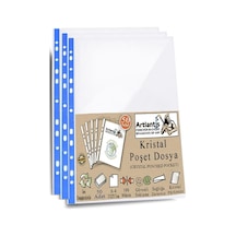 Poşet Dosya A4 Kristal 50 Adet Kalın Poşet Dosya Föy Mavi Şeritli 100 Mikron Şeffaf Belge Arşiv 0.75 LT - 2.5 LT - 12 KG