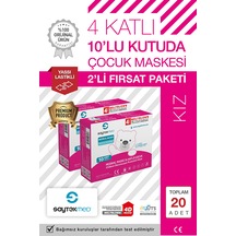 Saytekmed 4 Katlı FFP2/N95 Pembe-Kedi Desenli Kız Çocuk Maskesi (2 Kutu/20 Adet)