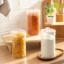 Porsima Hearts 3lü 1150 Ml Borosilikat Cam Kavanoz Seti Saklama Kabı Takımı 10x18cm Şeffaf