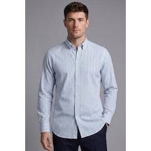 Xint Bisse Regular Fit Uzun Kol Keten Paşa Yaka Turkuaz Erkek Gömlek Bsgmktn25329 D31