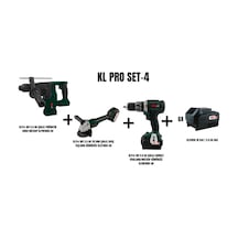 Klpro Set-4 Şarjlı Pnömatik Kırıcı Matkap + Şarjlı Darbeli Matkap + 115 MM Şarjlı Avuç Taşlama Kömürsüz