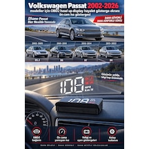 Volkswagen Passat 2002-2026 Modeller İçin Obd2 Head Up Display Hayalet Gösterge Ekranı Ön Cam Hız Göstergesi
