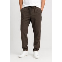 Classics Men Keten Erkek Beli Bağlamalı Casual Jogger Pantolon 7734 Kahverengi