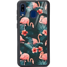 Samsung Uyumlu A20 Flamingo Leaf Tasarımlı Glossy Telefon Kılıfı Çok Renkli