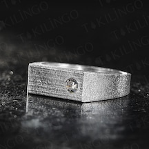 Takılingo 925 Ayar Gümüş Zirkon Taşlı Sade Erkek Yüzük Gümüş
